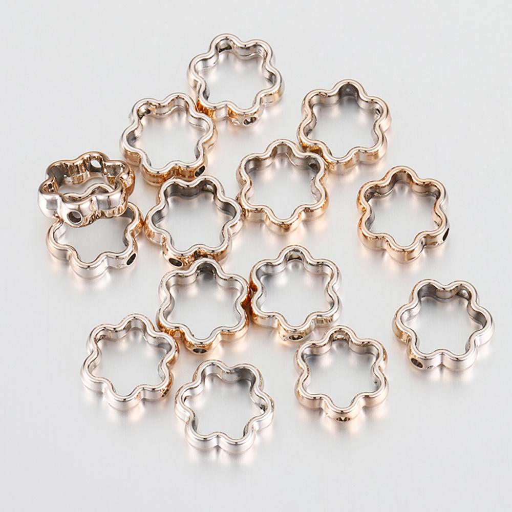 50pcs Two Hole CCB Flower Frame Spacer Beads DIY Necklace Bracelet Earrings Connectors Pendants Jewelry Accessories