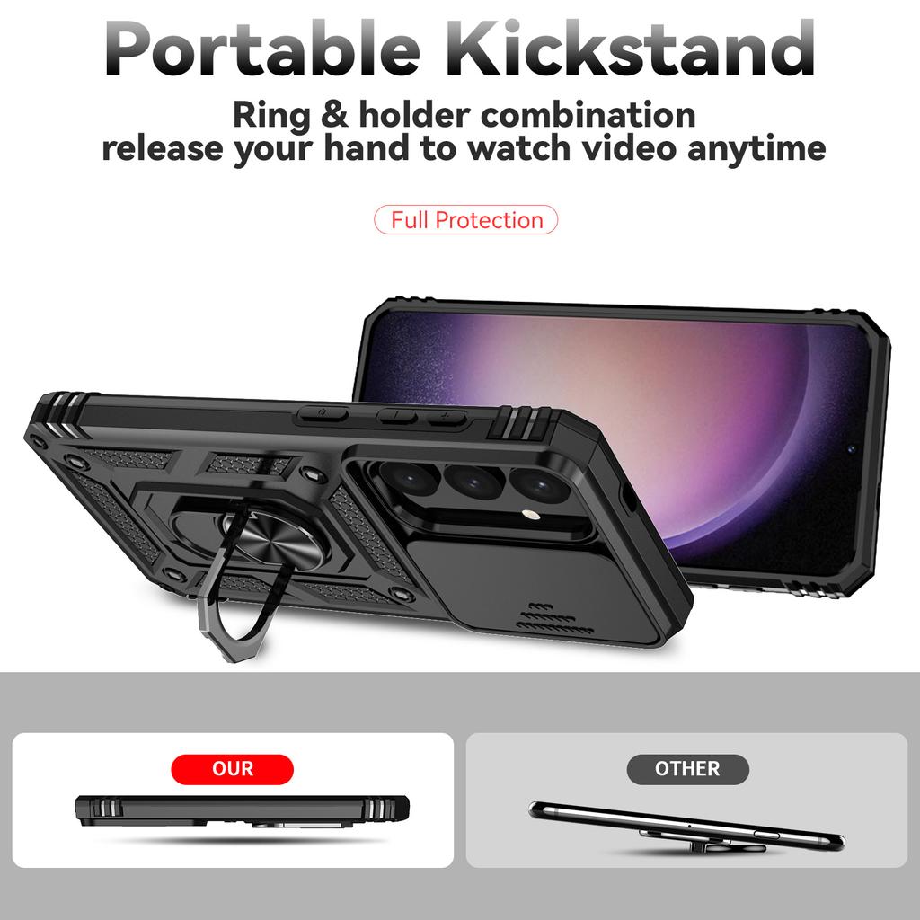 Противоударные чехлы для слайд-камер для Samsung Galaxy S24 Ultra S24 Plus S 24 S24+, автомобильный магнитный держатель, защитное кольцо