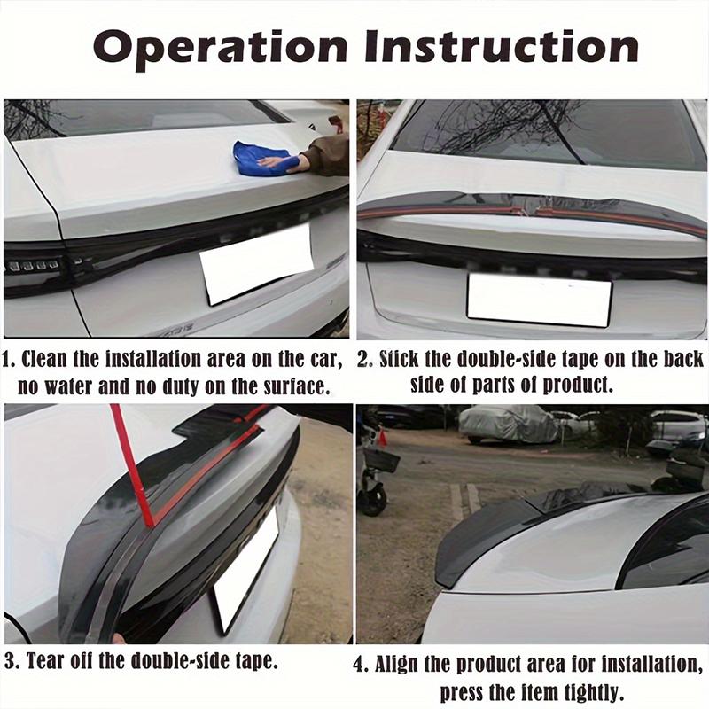 3-Section ABS Rear Trunk Spoiler 115-125cm Adjustable Sports Decor Top Wing Car Parts
