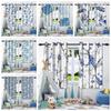 2pcs Plants Leaf Flowers Blue Blackout Curtains Home Bedroom Living Room Darkening Apartment Decoration Grommet Window Drapes