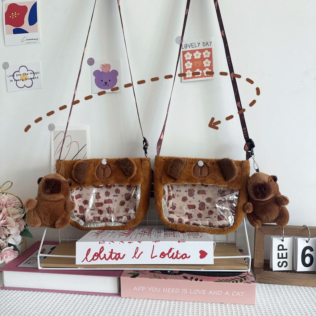 Инс милый мультяшный цветок ткань перспектива маленькая сумка через плечо для девочки сумка для хранения мобильного телефона диагональный разрез сумка-кукла капибара