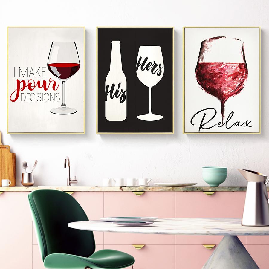 Nordic Decoration Home Dining Room Decor Minimalist Red Wine Beer Paintings On The Wall Posters and Peints No Frame
