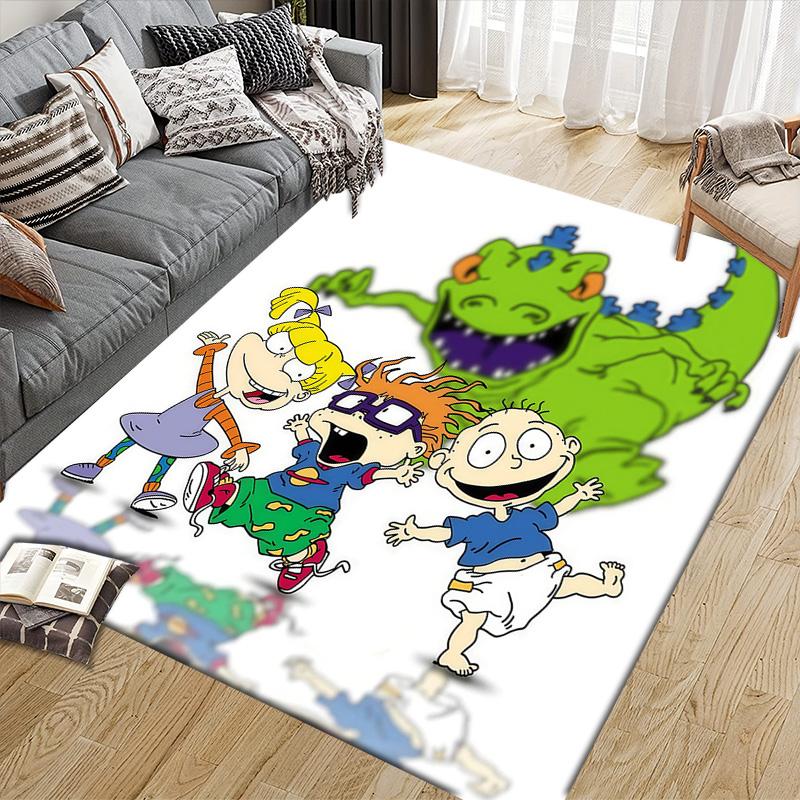 Rugrats Flannel Pattern Square Carpet,Area Rug,Carpet Rug for Living Room Bedroom Sofa Playroom Decor,Non-slip Floor Mat