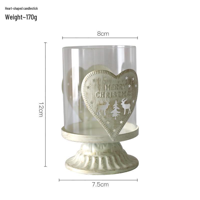 Retro Country Reindeer Christmas Tree Glass Candlestick Ornament