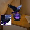 Gothic Raven LED Lamp Hand-Crafted Sculpture On Purple Glow Sphere Mysterious Decor for Dark Art And Halloween Unique Desk Night Light