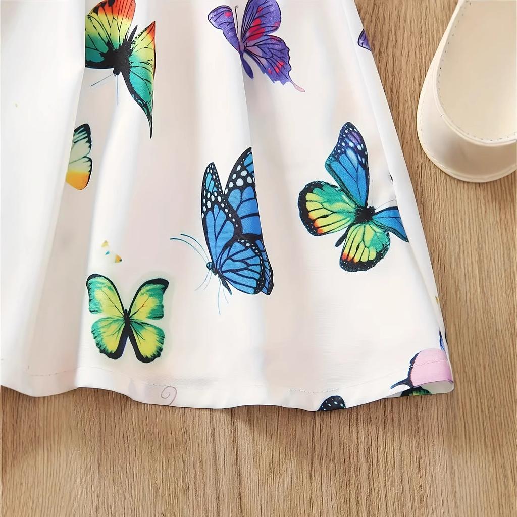 Повседневное платье с принтом в виде бабочек для девочек, летнее детское платье, милое
