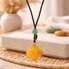 Cord Necklace Gemstone Pendant – Red Jade Clover