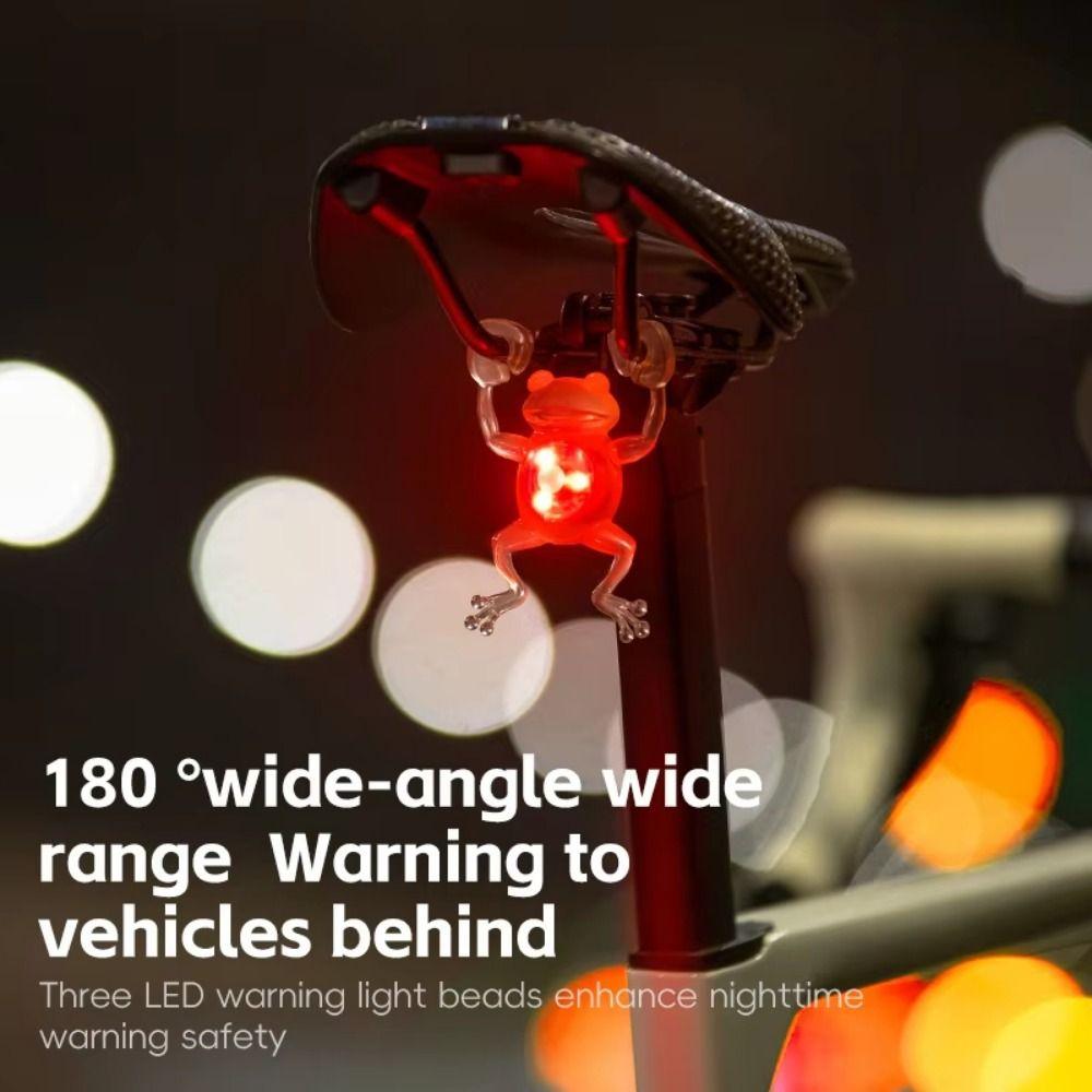 Red/Multicolor Light Frog Shape Bike Tail Light Night Riding Warning Lamp Cycling Equipment