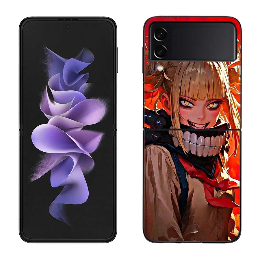 Чехол для телефона аниме Химико Тога для Samsung Z Flip 7 6 5G Galaxy Z Flip 5 4 3 Черный Жесткий Чехол-Крышка Роскошный ПК Корпус Coque