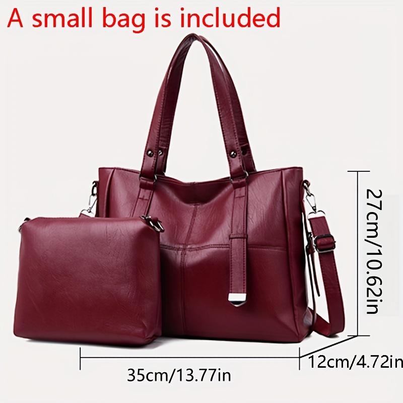 2pcs Large Capacity Solid Color Crossbody Bag + Small Storage Bag Set, Casual Water-Resistant Adjustable Shoulder Straps Bags For Men & Women