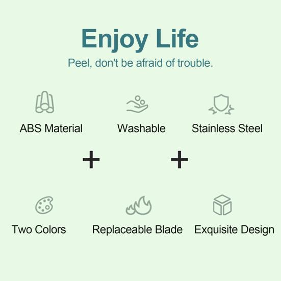 Изготовленный из прочного материала ABS+PC, этот овощечистка оснащен острыми лезвиями из нержавеющей стали, которые могут быстро тонко нарезать груши, не теряя при этом слишком много мякоти.