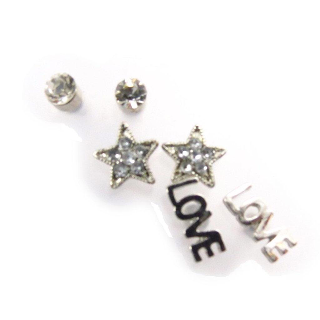 Les Trésors De Lily [J7716] - 3 пары серебряных серег «Любовь»