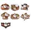 Wooden Candle Plate Holder Tray Tabletop Tealight Pillar Display Tray Wood Pumpkin Bat Ghost Maple Leaf Table Centerpiece for Halloween Thanksgiving