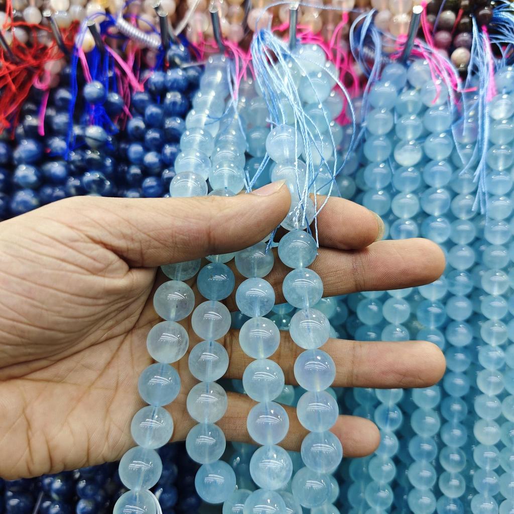 Серия «Синий» Бусины из натурального камня Аквамарин и Голубой кружевной агат для изготовления украшений своими руками