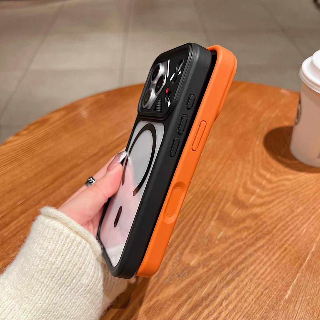 Совместим с iPhone 17 Pro Max: Прозрачный магнитный чехол Ya Dun из акрила с кольцом B для защиты линзы.