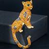 Women Men Crystal Leopard Brooch Pin Rhinestone Cheetah Brooches Party Jewelry