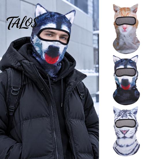 Animal Cosplay Headgear 3D Ears Balaclava, Cat Dog Snow Leopard Face Mask for Halloween Halloween, Full Cover Outdoor Cycling Skiing