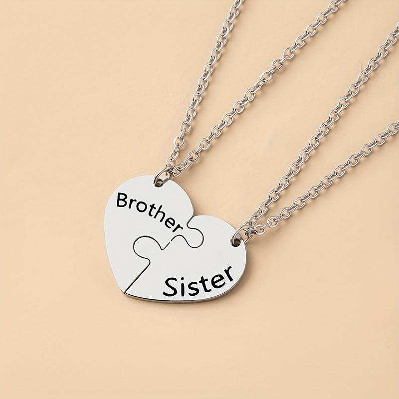 1 Set New Brother Sister Two Siblings Peach Heart Puzzle Necklace Stainless Steel Material Love Pendant Gift For Siblings Jewelry