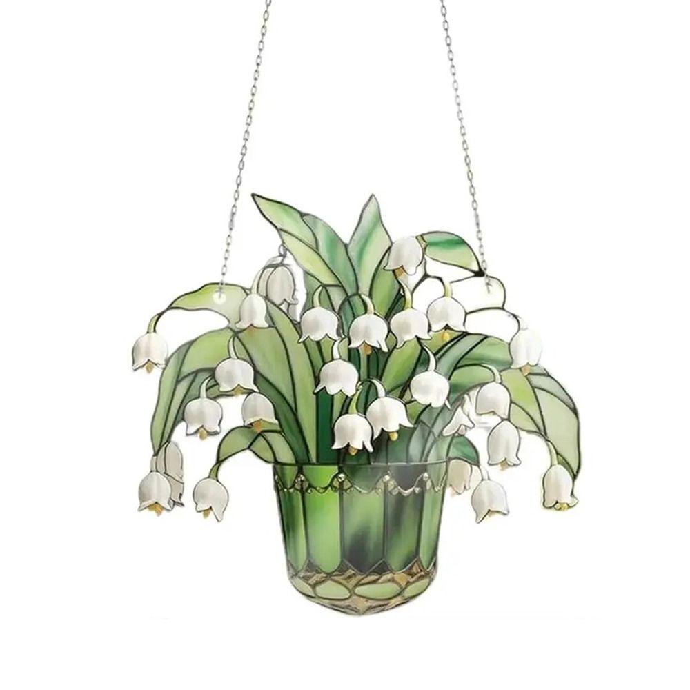 Элегантный Цветок Долины Ловец на Окно Подвесной Ловец Солнечного Света 2D Цветочный Орнамент Окно