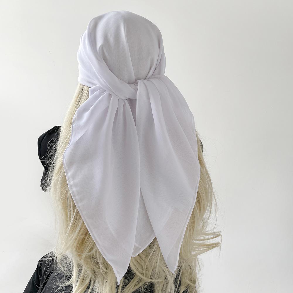 Большой квадратный шарф из пряжи сплошного цвета, весенний шелковый шарф, женский шарф