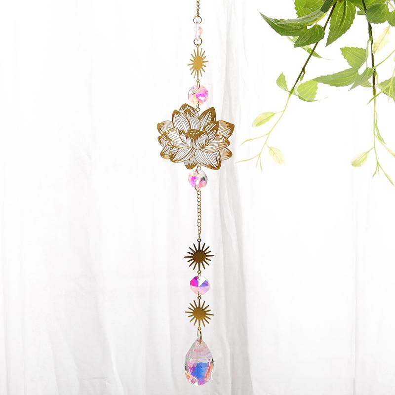 Sun Catcher Clover Ginkgo Leaf Window Hanging Wind Chimes Ornaments Light Catcher Crystal Prism Rainbow Maker Pendants Decor