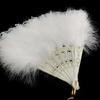 Vintage Feather Lace Folding Fan with Tassels Portable Summer Hand Held Fan