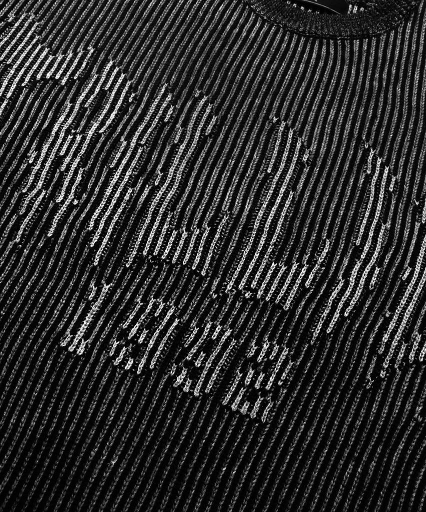 TRILLION Стильный двухцветный джемпер с круглым вырезом и графическим рисунком, поддающийся стирке (черный)