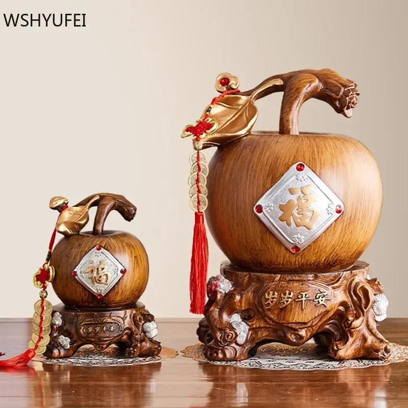 Креативная скульптура яблока, полимерное украшение, копилка большой вместимости, украшение для гостиной, настольный декор, поделки, домашние аксессуары