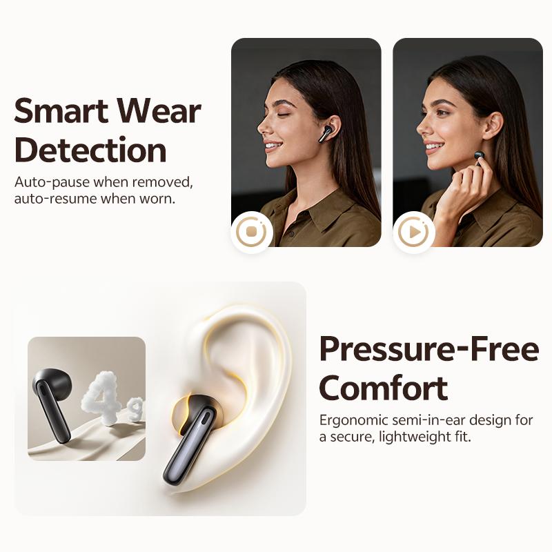 QCY AilyBuds E50 Wireless Earphone Bluetooth 6.0 Spatial Sound Earbuds 11mm Drivers In-Ear Detection HT11 Bass Boost Headset 40H