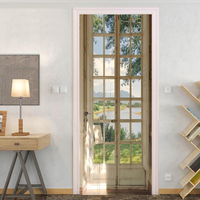 Glass Outside Landscape Door Stickers Muraux Home Wedding Decoration Wallpaper Poster Room Decor Aesthetic Bathroom