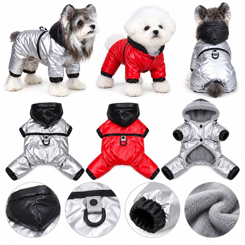 Hooded Four-Legged Dog Costume Glossy Finish Warm Dog Jacket New Puppy Outfit for Cold Weather