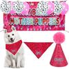 Pet Dog Cat Party Decorations Pet Accessories Dog Birthday Banner Balloon Decoration Birthday Triangle and Dog Birthday Hat