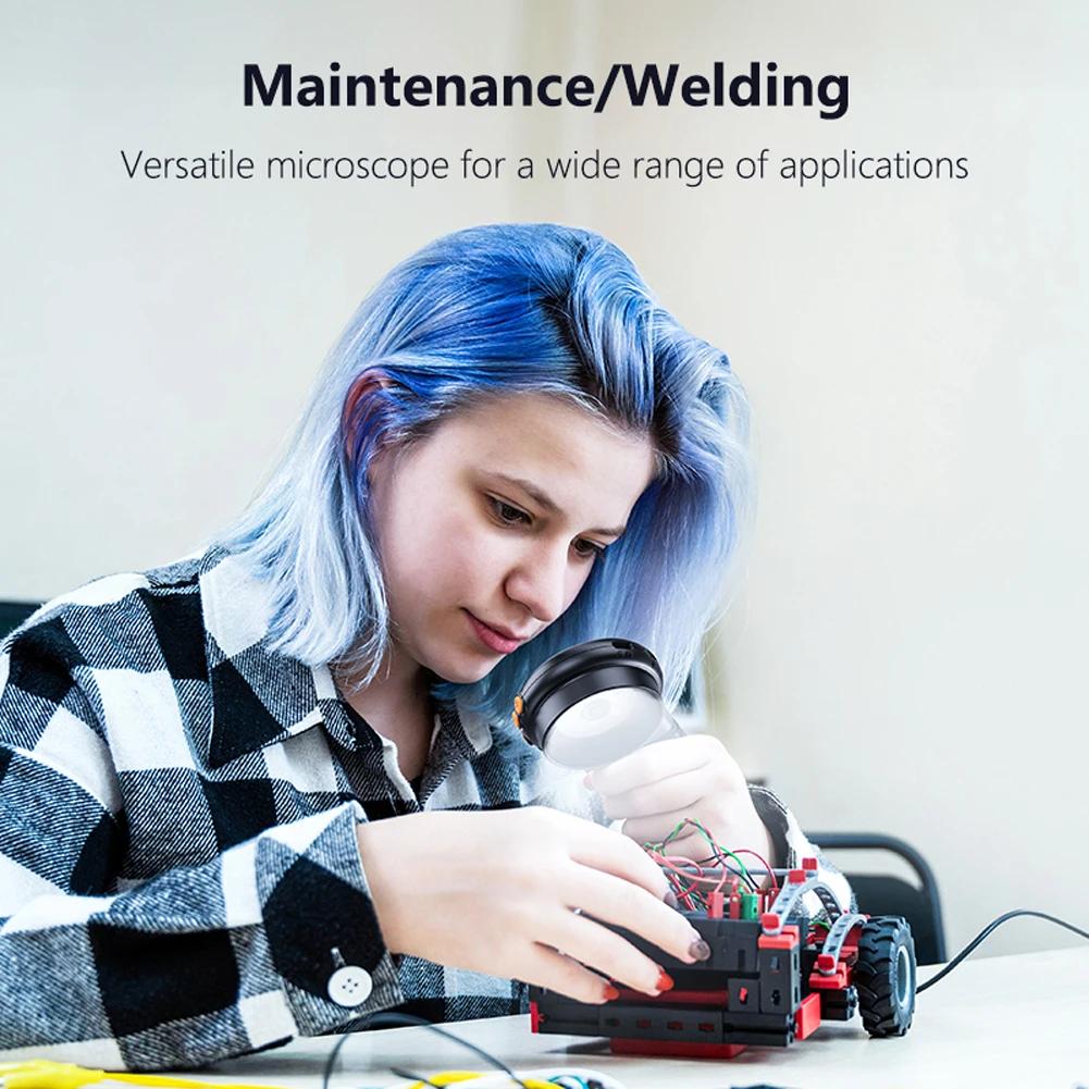 Цифровой микроскоп с увеличением 500X, светодиодный HD-экран IPS 2 дюйма, электронная лупа для монет для дома и офиса