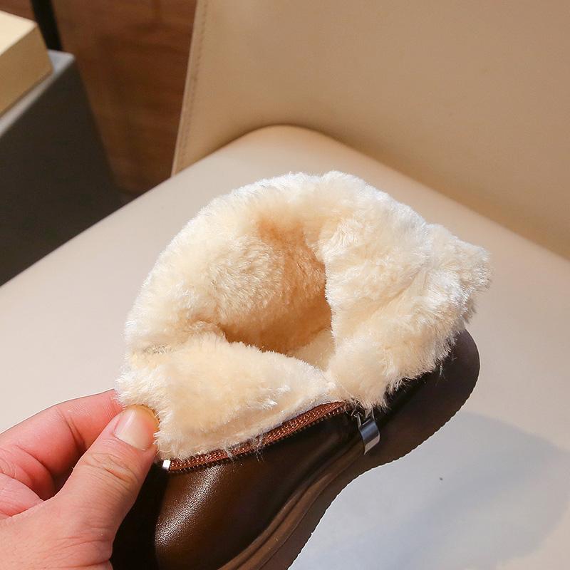 Children's Boots New Padded Thickened Boys and Girls Cotton Shoes Size 23-35 Versatile Non-slip Kids Baby Martin Boots Shoes