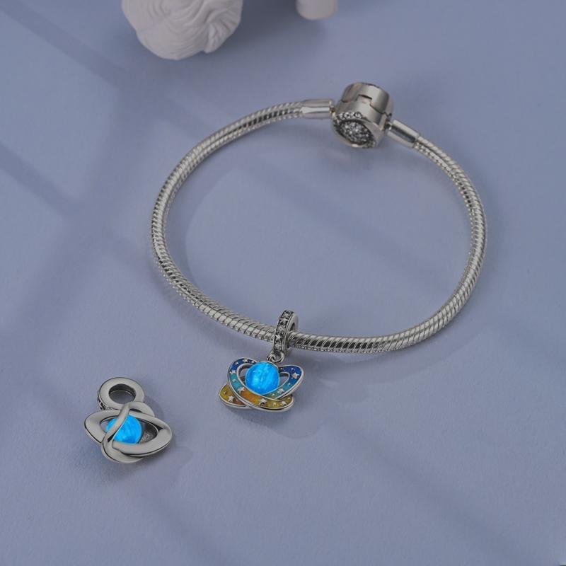 Charms Plata Luminous And Colorful Planet Stars Pendant Fit Original Bracelets Charms For Women Jewelry Diy Making Gifts