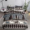 Vintage Forest Stag Plaid Duvet Cover Set King Queen Double Full Twin Single Size Bed Linen Set