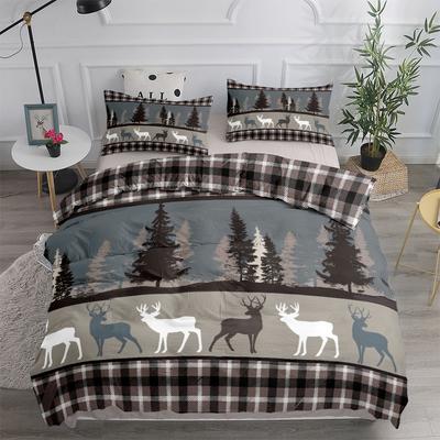 Комплект постельного белья в винтажном стиле Forest Stag Plaid King Queen Double Full Twin Single Size