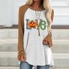 Plus Size Women Spring Halloween Printed Comfy Long Sleeve Round Collar T-shirt Casual Baggy Mid Length Tee Tops