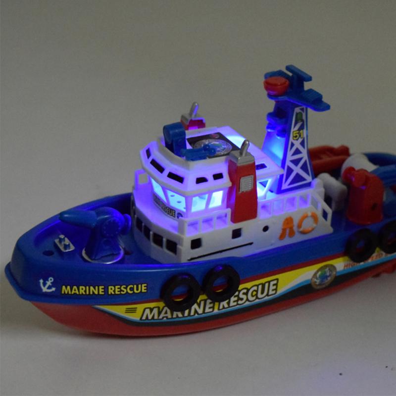 Детская пожарная лодка с музыкой, креативная электрическая лодка-распылитель на батарейках, игрушка, подарки на день рождения