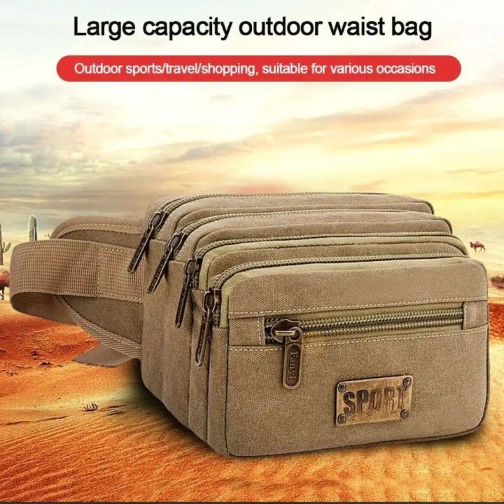 Multi-Function Canvas Chest Bag Large Capacity Fanny Pack Portable Multilayer Waist Packs Unisex