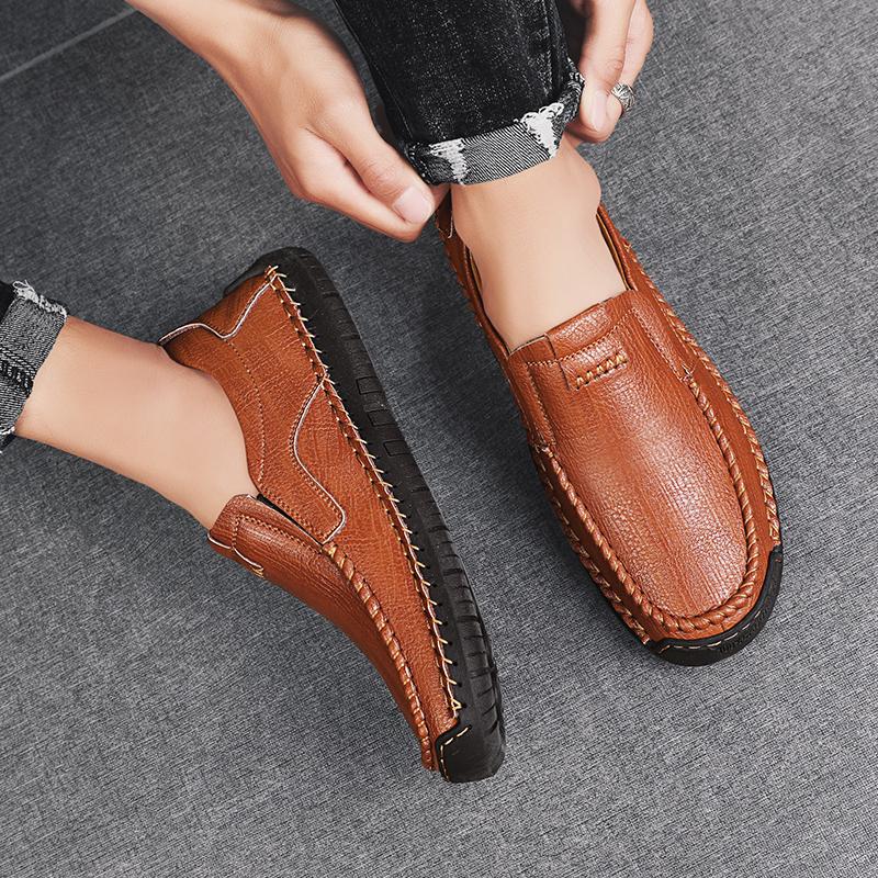 Мужские туфли из натуральной кожи в стиле ретро большого размера сверхлегкие ручной работы повседневные мужские ботильоны