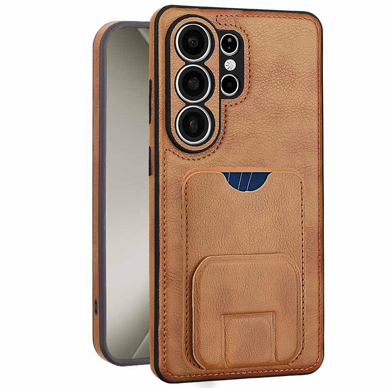 Винтажный кожаный чехол для Samsung Galaxy S26 Ultra S25+ plus S24 S23 A15 A16 A54 A55 A56 С кармашком для карт и подставкой