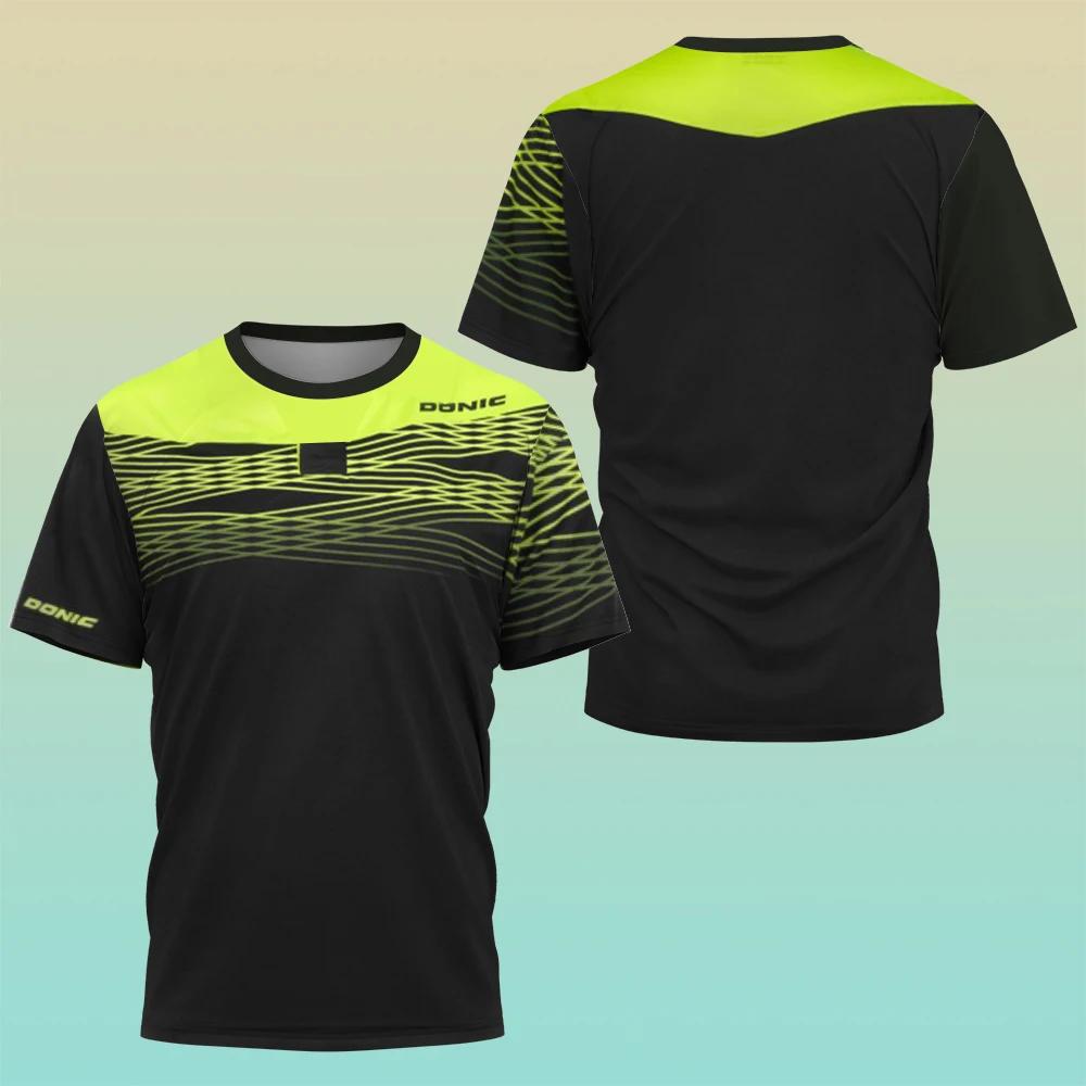 Summer Men's Table Tennis Training Uniform, Casual and Comfortable Sports Short Sleeved Top, 3D Printed O-neck Short Sleeved T-shirt