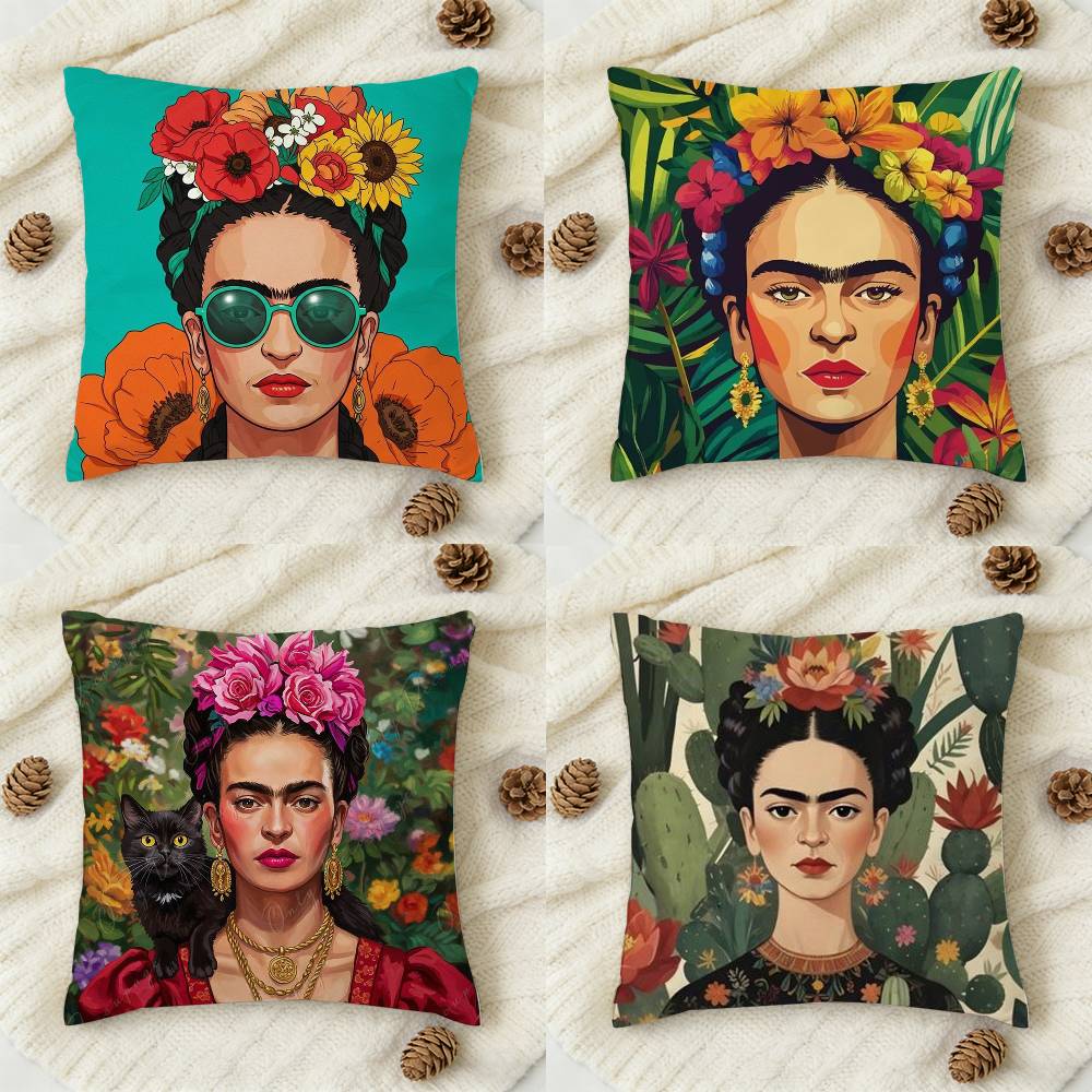 pc Frida Cartoon Style Doublesided Printed Square Decorative Cushion Cover for Sofa Living Room Home Decor