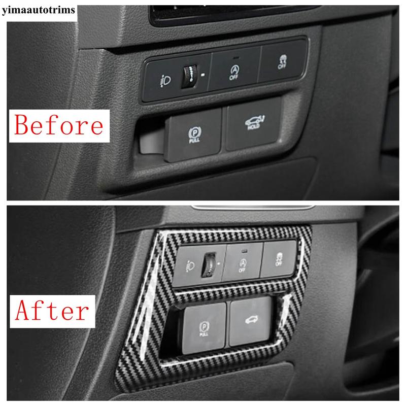 Head Lights Lamp Switch Button Panel Decoration Cover Trim For Hyundai Sonata 11th 2024 2025 Carbon Fiber Accessories Interior