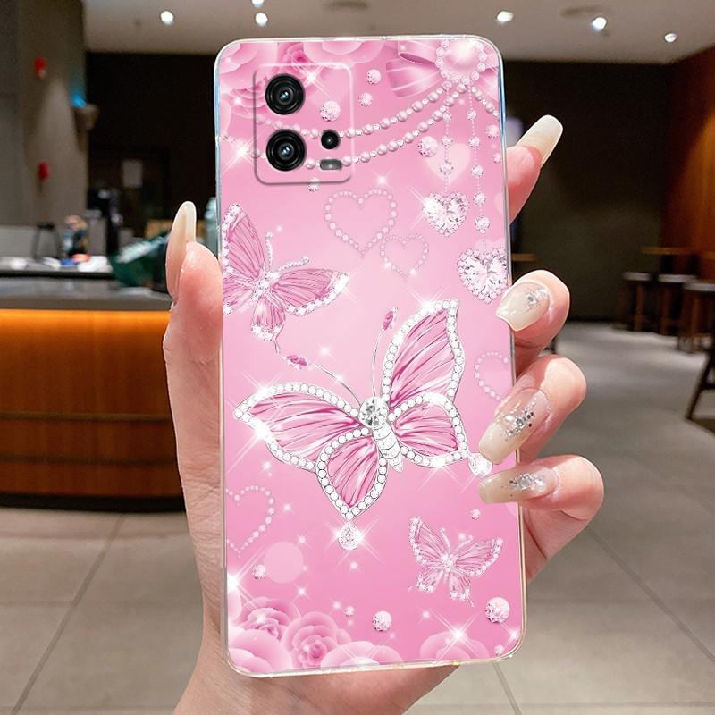 For Cover Motorola Moto G72 Case G 72 Flower design Clear Soft Silicone Back Funda Bumper For Moto G72 MotoG72 Phone Cases Coque