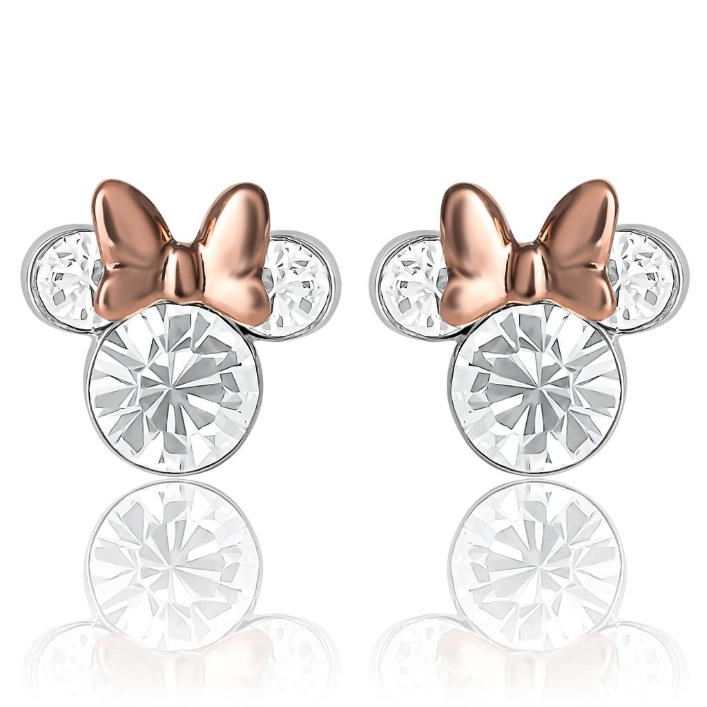 Disney Украшения с камнями по месяцу рождения Минни Маус, посеребренные серьги-пусеты с кристаллами для женщин и девочек