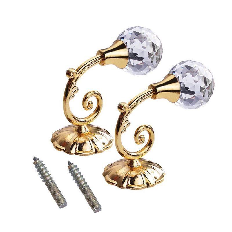 Large Metal Crystal Ball Curtain Hooks Tassel Wall Tie Back Holder Hanger