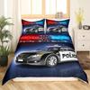 Police Car Duvet Cover Set King Queen Size Polyester Quilt Cover Cartoon Car Pattern For Kids Teens Bedding Set With Pillowcase
