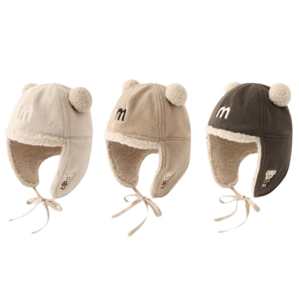 Plush Trapper Hat Letter Print Winter Cap Cute Earflap Hat Outdoor Play